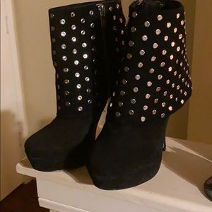 Halston suede booties with studs